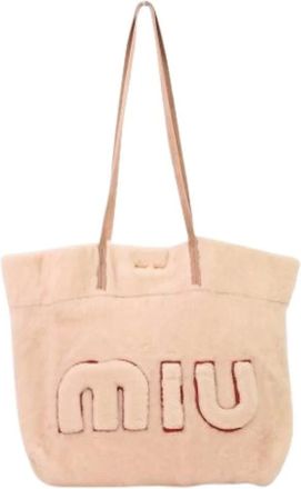 Miu Miu Pre-owned Tote Bags, female, Pink, Size: ONE SIZE Pre-owned Shearling Tote Bag