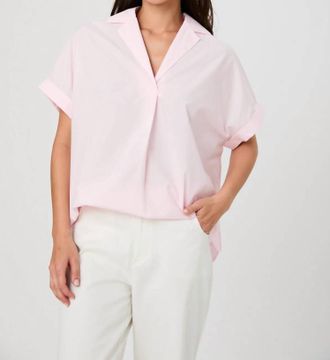 French Connection Poplin Collared Top In Pink