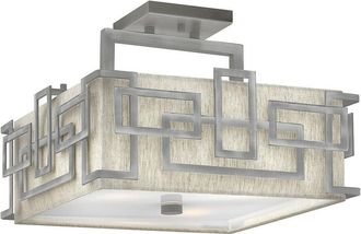 Loops 3 Bulb Semi Flush Light 1920s Style Glass Opaque Shades Nickel LED E27 100W