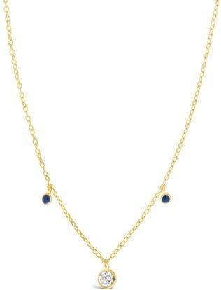 Sterling Forever 14K Gold Vermeil Plated Sterling Silver Blue Enamel & CZ Charm Necklace at Nordstrom Rack
