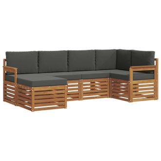 vidaXL Conjunto De Sof&aacute; Seccional Con Coj&iacute;n 6 Pcs Natural Y Antracita Vidaxl