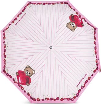 Moschino Paraplu met teddystreep - Wit