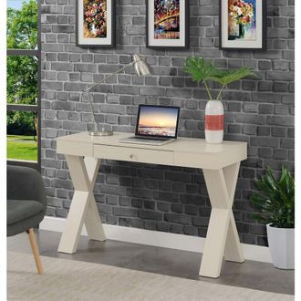 Convenience Concepts Newport 1 Drawer Desk, Ivory