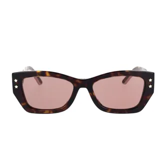 Dior Sunglasses, female, Brown, 53 MM, Modern Rectangular Sunglasses with Purple Lenses