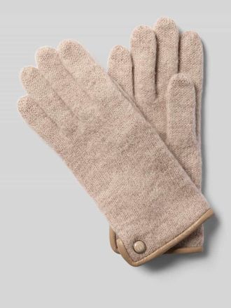 Roeckl Walkhandschuhe aus Schurwolle mit Wappen Emblem in Beige, Gr&ouml;&szlig;e 8