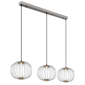 Netlighting Galway Bar Pendant Ceiling Light Nickel Matt 3x LED 3000K in Grey