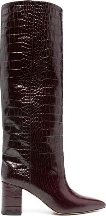 PARIS TEXAS Rode Laarzen met Croco-Effect Leer - Dames - Laarzen met Hak - Rood - 40 EU - Leer - Schoenen