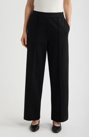 Eileen Fisher Pintuck High Waist Wide Leg Pants in Black at Nordstrom, Size Xx-Small