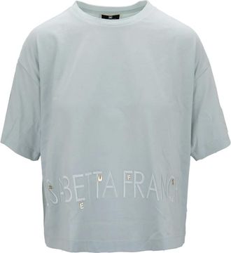 Elisabetta Franchi Dames, Tops, Blauw, Maat: XL Katoen