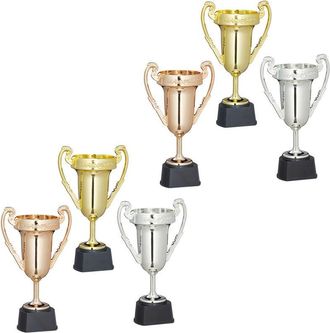 Relaxdays Relaxdays - Trophy Set, 6 Pieces, Sports and Celebrations, without Engraving, Plastic, Handle, HxWxD: 22.5 x 13.5 x 8.5 cm