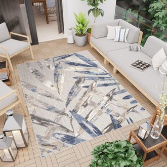 Tapiso Alfombra de exterior de polipropileno en azul y beige 140x200 cm