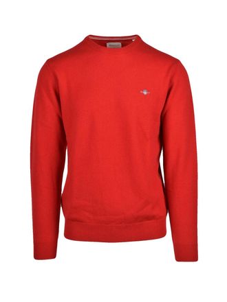 GANT Vibrant Red Crewneck Pullover In 100% Wool