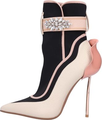 Le Silla Enkellaarsje van leer en stof - Dames - Laarzen met Hak - Veelkleurig - 36 EU - Leer - Schoenen