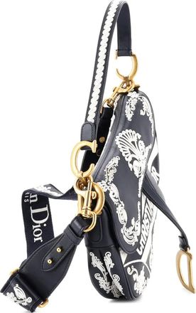Dior Borsa a spalla media con ricamo - Blu
