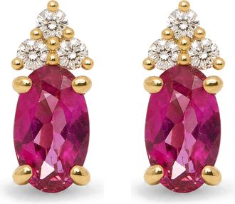 House of Brilliance 10K Yellow Gold Birthstone and Diamond Trio Stud Earrings