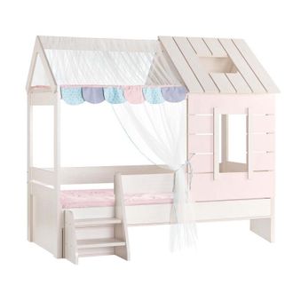 Muemue Cama infantil casita aglomerado rosa 90x200cm