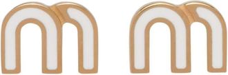 Miu Miu logo-plaque stud earrings - women - Metal - One Size - Gold