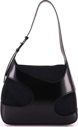 Ferragamo Cut Out Shoulder Bag Leather and Canvas Medium