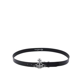 Vivienne Westwood Line Orb Buckle Belt - male - Vivienne Westwood - Belts - Black - ONE SIZE - Accessories