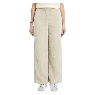 Dixie Broeken, Dames, Geel, S, Leer, Ribbed Palazzo Broek