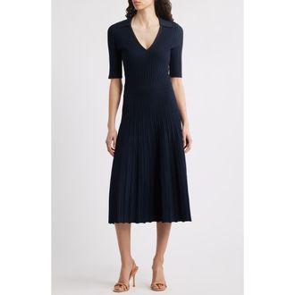 BOSS Fracie Rib Midi Dress in Sky Captain at Nordstrom Rack, Size Large