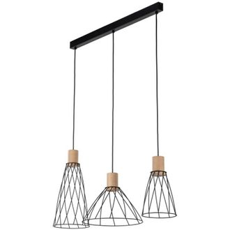 Luminosa Light Designs TK Modesto L&aacute;mpara de techo colgante con estructura de alambre, color negro, 3 bombillas E27