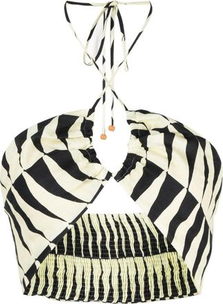 Cala de la Cruz Bari halterneck top - women - Linen/Flax - S - Yellow