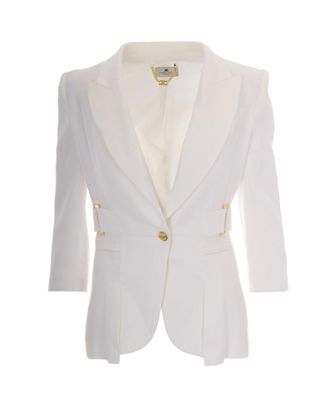 Elisabetta Franchi White Solid Peaked Lapel Blazer
