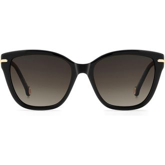 Carolina Herrera Her 55mm Gradient Cat Eye Sunglasses in Black/Brown Sf at Nordstrom