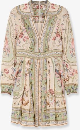 Zimmermann Vestito Roselight Plunge in lino con stampa Tapestry - ZIMMERMANN - gender_Woman