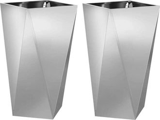 vidaXL Jardinera 2 Pcs Plateado 40 X 40 X 75 Cm Acero Galvanizado Vidaxl