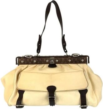 Ferragamo Pre-owned Shoulder Bags, female, Beige, Size: ONE SIZE Pre-owned Leather Shoulder Bag