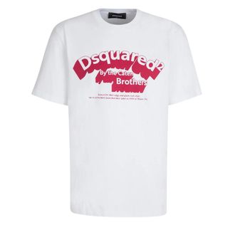 Dsquared2 T-shirt Met Fluweelachtig Logo, Wit