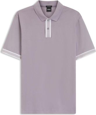 BOSS Striped-trim polo shirt in mercerised cotton