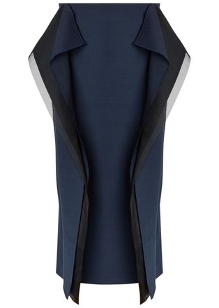 A.W.A.K.E Mode Panelled Stretch-wool Midi Skirt - Navy - 34 (UK6 / XS)