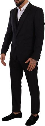 Dolce & Gabbana Mens Black Wool Three-Piece Suit