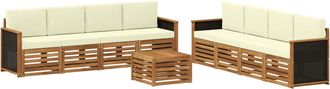 vidaXL Conjunto De Sof&aacute;s De Exterior 9 Uds. Natural Y Crema Vidaxl