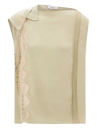 Ferragamo lace-inserts top - Neutrals