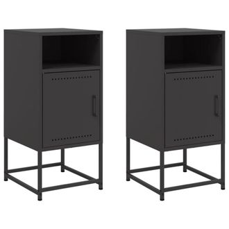 Berkfield Home Bedside Cabinets 2 pcs Black 36x39x78 cm Steel | Size: 36 x 39 x 78 cm