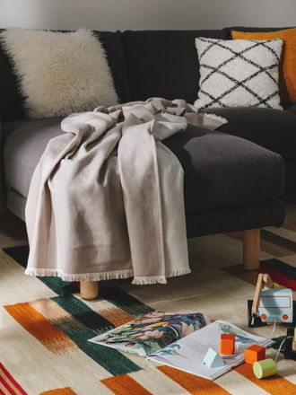 benuta Manta de algod&oacute;n taupe 130x170