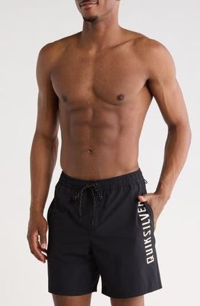 Quiksilver Tour Logo Volley Swim Trunks in Black at Nordstrom Rack, Size X-Large