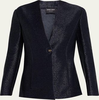 Giorgio Armani Metallic Raffia Single-Breasted Jacket