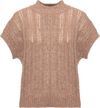 PESERICO Sleeveless Alpaca Blend Sweater With Perforated Design And Sequins