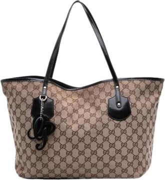 Gucci Pre-owned Tote Bags, female, Brown, Size: ONE SIZE Pre-owned Canvas Tote Bag