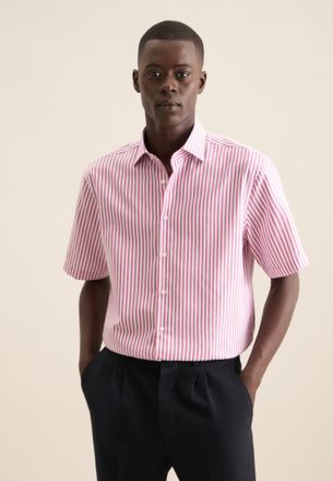 Seidensticker Businesshemd SEIDENSTICKER Regular, Herren, Gr. 3XL (48), normale &Auml;rmell&auml;ngen, lila (berry), 100% Baumwolle, gestreift, regular fit, gerader Abschluss