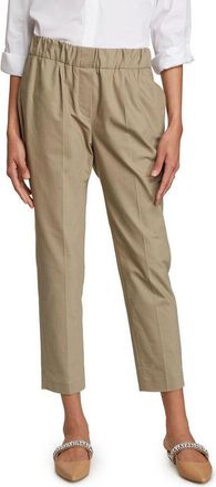 Brunello Cucinelli Rockweed Cotton Tapered Trousers Elastic Waist, Brand Size 46 (US Size 12)