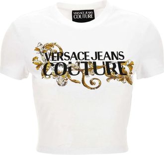 Versace Jeans Couture Witte Crew Neck T-shirts en Polos - Dames - T-shirts - Wit - L - Tops