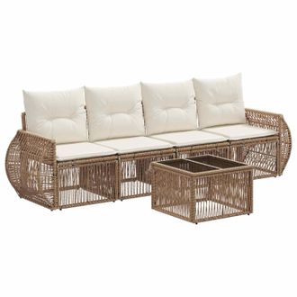 vidaXL Conjunto De Sof&aacute;s De Jard&iacute;n 5 Pcs Beige Y Blanco Crema Vidaxl