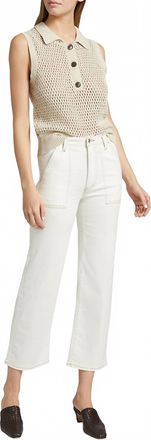 Frame Denim Au Natural Trapunto Straight Pants In White