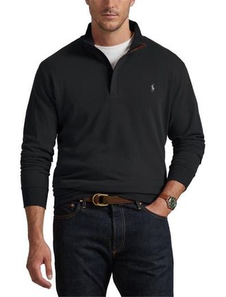 Polo Ralph Lauren Luxe 1/4-Zip Pullover in Black at Nordstrom, Size 3X Big